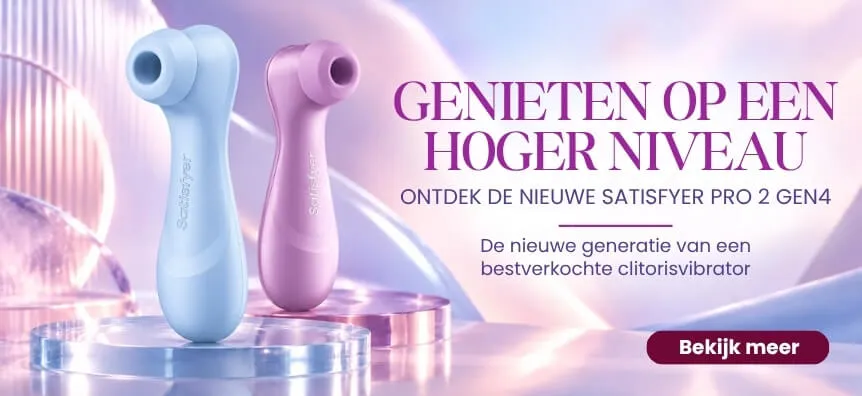 Blauwe en paarse Satisfyer Pro 2 Gen4 clitorisstimulators, de nieuwe generatie van een bestseller onder clitorisvibrators | Lovesexshop.nl sex shop