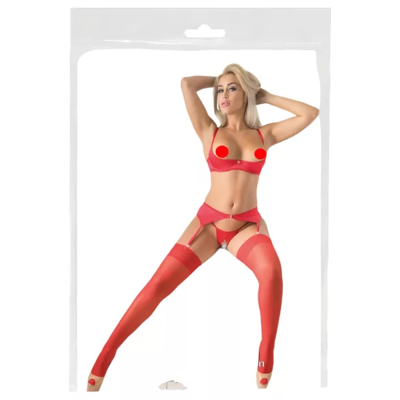 Cottelli - Kanten stay-up kousen - rood - 3/M-L