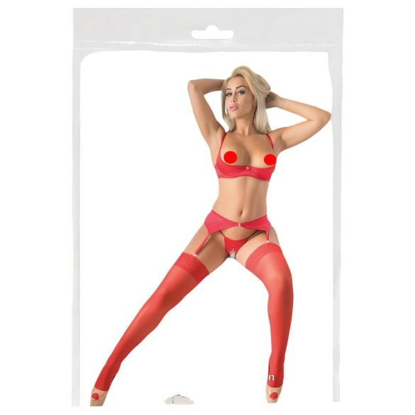 Cottelli - Kanten stay-up kousen - rood - 4/L