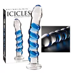 Icicles No. 5 - glazen dildo - spiraal - transparant/blauw
