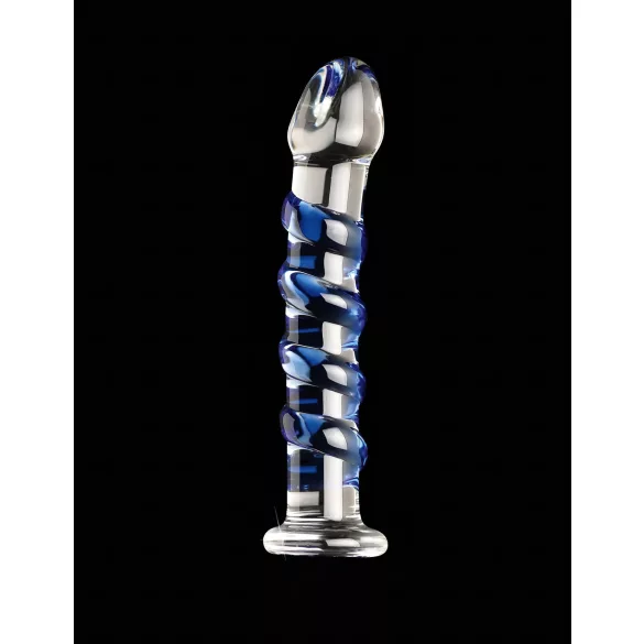 Icicles No. 5 - glazen dildo - spiraal - transparant/blauw