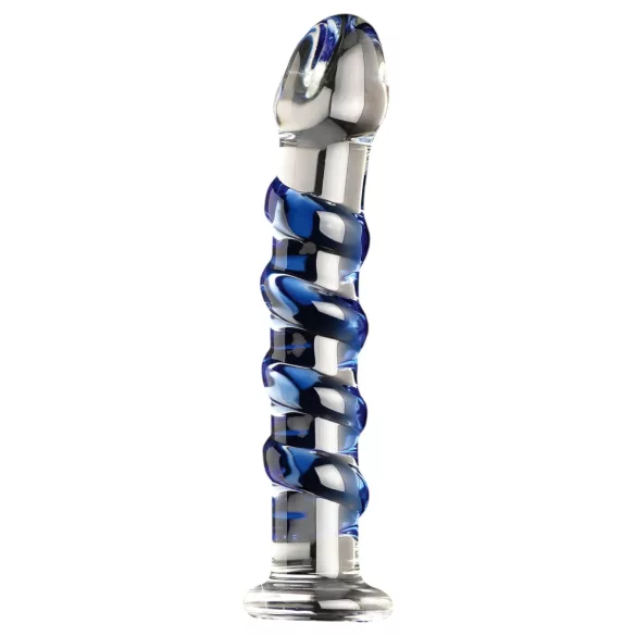 Icicles No. 5 - glazen dildo - spiraal - transparant/blauw