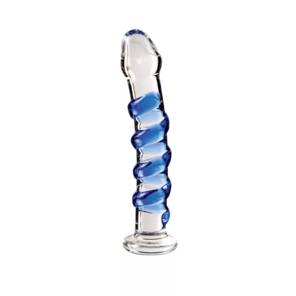 Icicles No. 5 - glazen dildo - spiraal - transparant/blauw