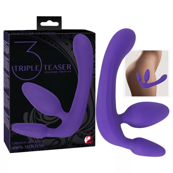 Tripla - Dildo voor strapon zonder harnas - siliconen - paars