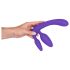 Drievoudige strap-on dildo zonder harnas (paars)