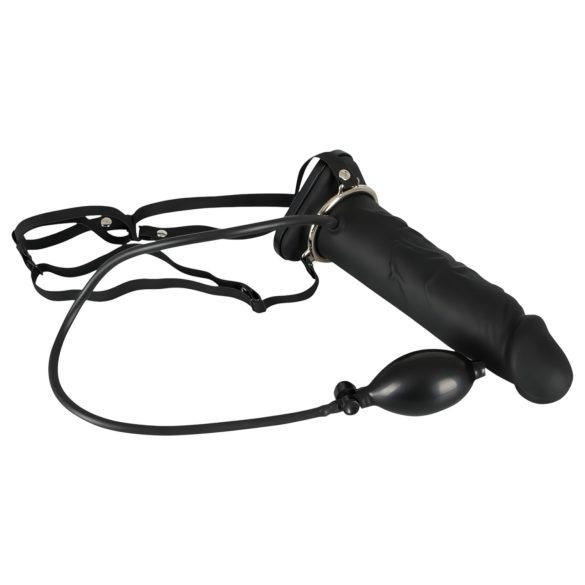 You2Toys - Opblaasbare Strap-On met holle siliconen dildo (zwart)
