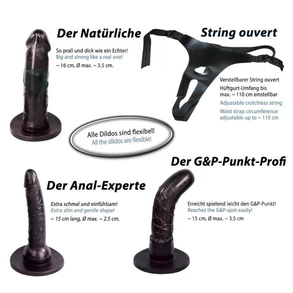 You2Toys - strap-on dildo set - zwart