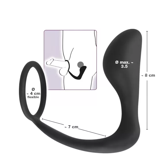 Black Velvets - anale plug met penisring - siliconen - zwart