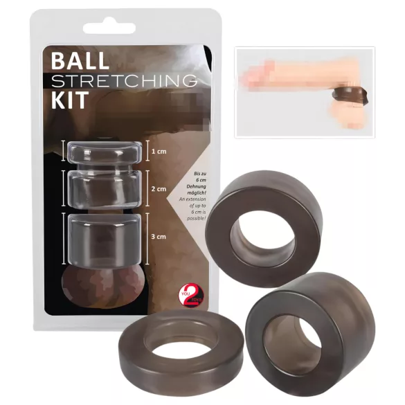 You2Toys - penis- en ballenring set - rekbaar siliconen - grijs