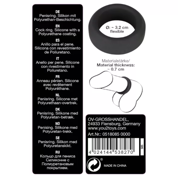 Black Velvets - penisring dikwandig - 3,2 cm - zwart