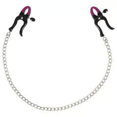 Bad Kitty - tepelklemmen met ketting - paars zwart