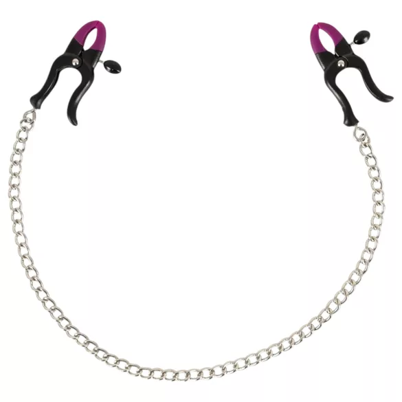 Bad Kitty - tepelklemmen met ketting - paars zwart