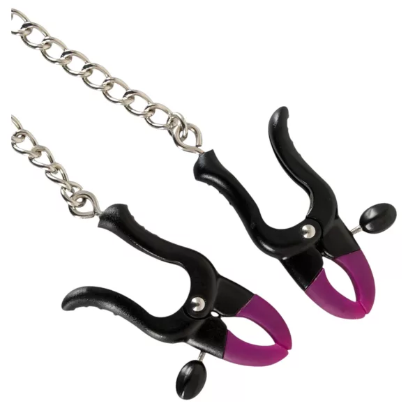 Bad Kitty - tepelklemmen met ketting - paars zwart