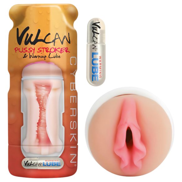 Vulcan Stroker - levensechte vagina + verwarmende glijmiddel (neutraal)