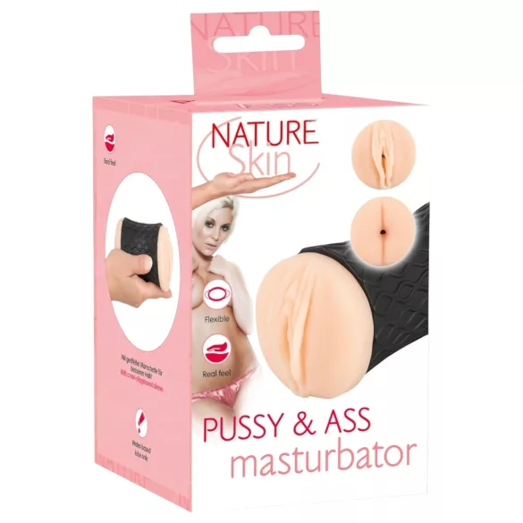 Nature Skin - vagina- en anale masturbator (naturel-zwart)