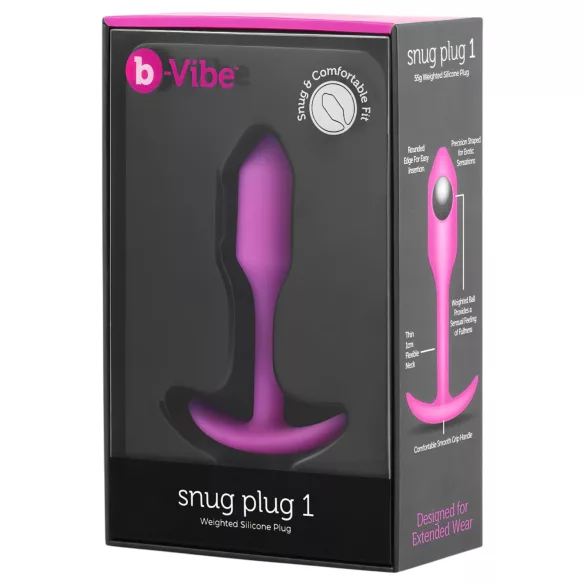 b-Vibe Snug Plug 1 - anale plug met intern gewicht (55 g, roze)
