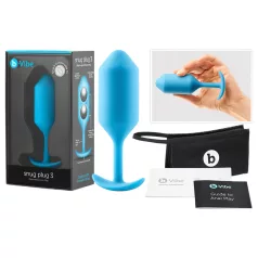 b-Vibe Snug Plug 3 - dubbele kogel-buttplug (180 g, blauw)