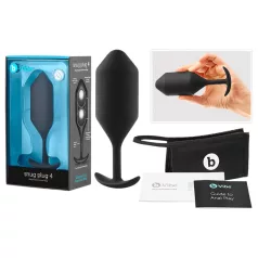 b-Vibe Snug Plug 4 - dubbele kogel anaalplug (257 g, zwart)