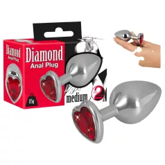 You2Toys - Diamond - 85 g aluminium anaalplug (zilver-rood)