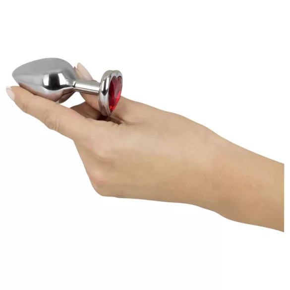 You2Toys - anale buttplug - aluminium met rode diamant - 85g - zilver/rood