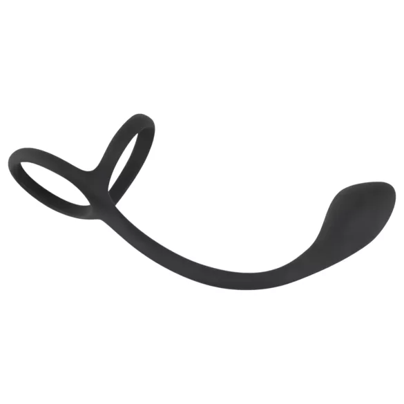 Black Velvets - anaal dildo met penis- en balzakring - siliconen - zwart