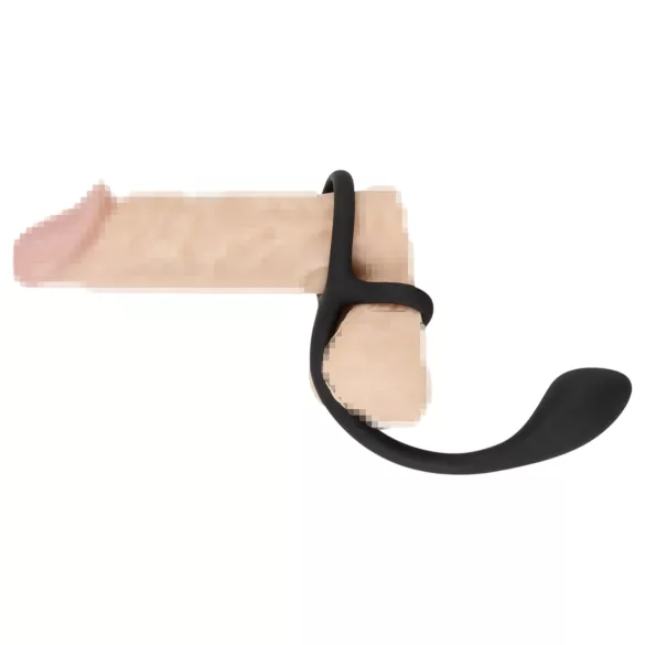 Black Velvets - anaal dildo met penis- en balzakring - siliconen - zwart