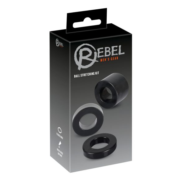 Rebel Ball - penisring en balstretcher set - (zwart)