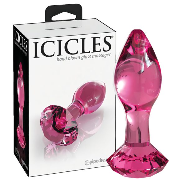 Icicles No. 79 - roze glazen anale plug (kegelvormig)