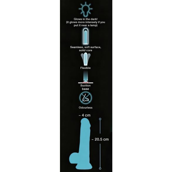You2Toys Glow in the Dark - zuignap, lichtgevende dildo (blauw)