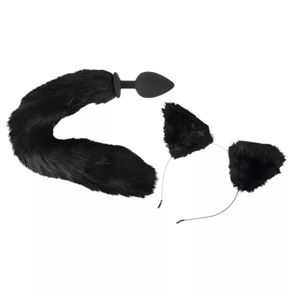 Bad Kitty - anaalplug set met kattenstaart - zwart
