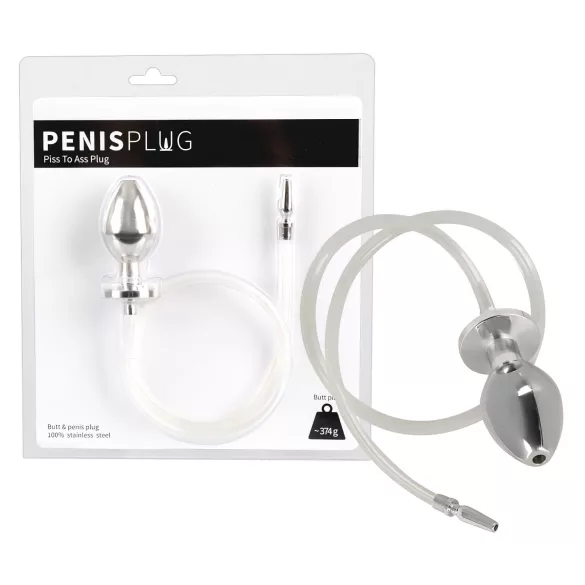 Piss to Ass Plug - holle anaalplug met plasbuis spreider