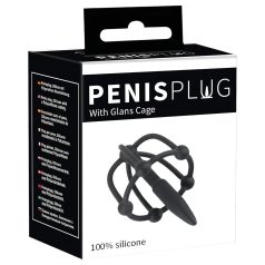 Penisplug - siliconen eikelkooi met dilator (zwart)