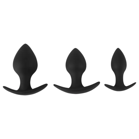 Black Velvets - siliconen anaalplug set (3-delig, zwart)