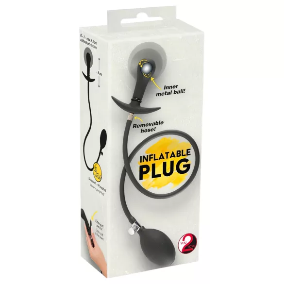 You2Toys - opblaasbare anaalplug met ballen - siliconen - zwart