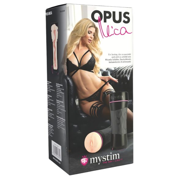 mystim OPUS Mica - levensechte vaginamasturbator (naturel-zwart)