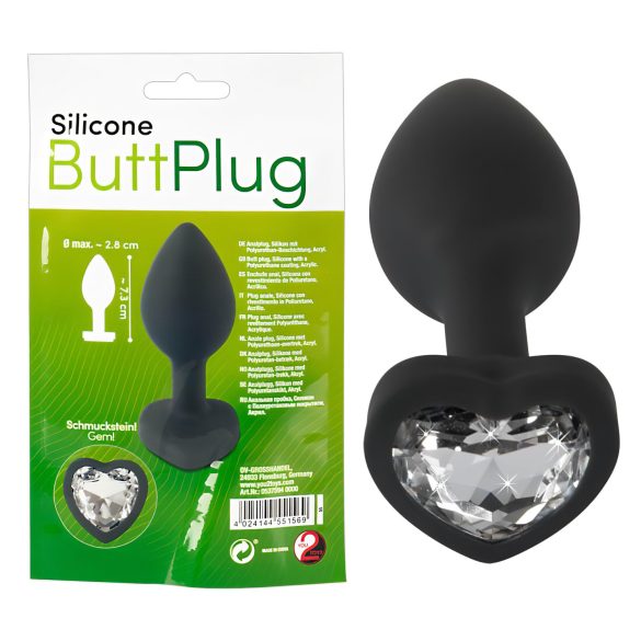 You2Toys Anale Plug - zwarte plug met witte edelsteen