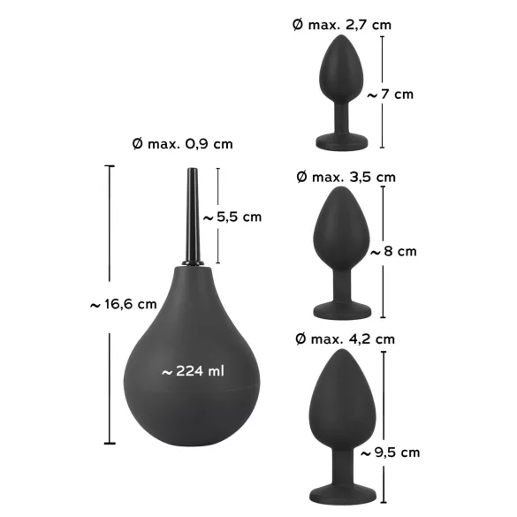 Black Velvets - anaal plug set (4-delig, zwart)