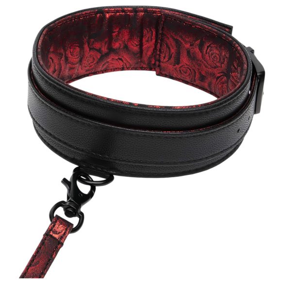 Fifty Shades of Grey - halsband en riem - zwart-rood