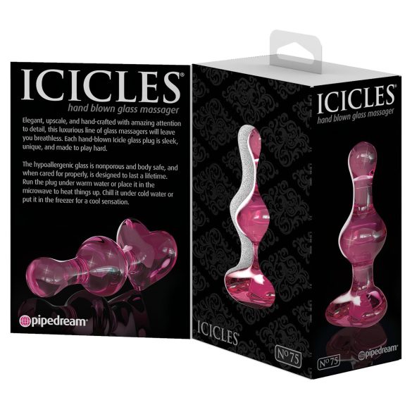 Icicles No. 75 - hartvormige glazen anaalplug (roze)