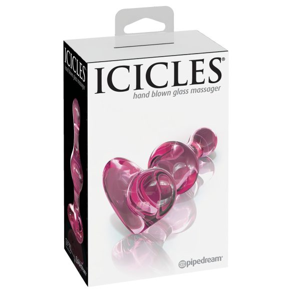 Icicles No. 75 - hartvormige glazen anaalplug (roze)