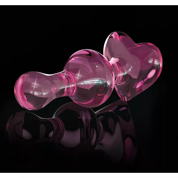 Icicles No. 75 - glazen buttplug met hartje - roze