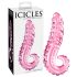 Icicles No. 24 - geribbelde glazen dildo met tongvorm (roze)
