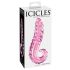 Icicles No. 24 - geribbelde glazen dildo met tongvorm (roze)