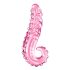 Icicles No. 24 - geribbelde glazen dildo met tongvorm (roze)