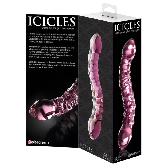 Icicles No. 55 - dubbelzijdige G-spot glazen dildo - roze