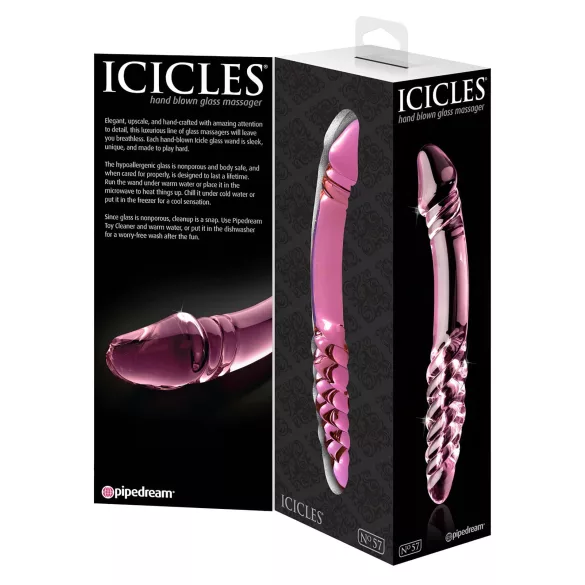 Icicles No. 57 - dubbelzijdige glazen dildo met penisvorm - roze