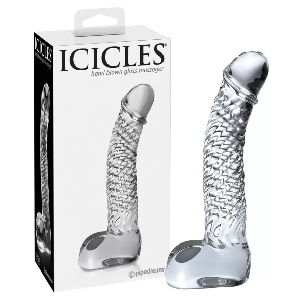 Icicles No. 61 - dildo met ballen en penisvorm - glas - transparant