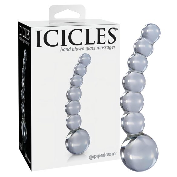 Icicles No. 66 - gebogen, bolvormige glazen dildo (transparant)