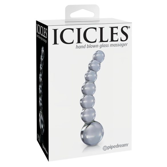 Icicles No. 66 - glazen dildo - gebogen met bolletjes - transparant