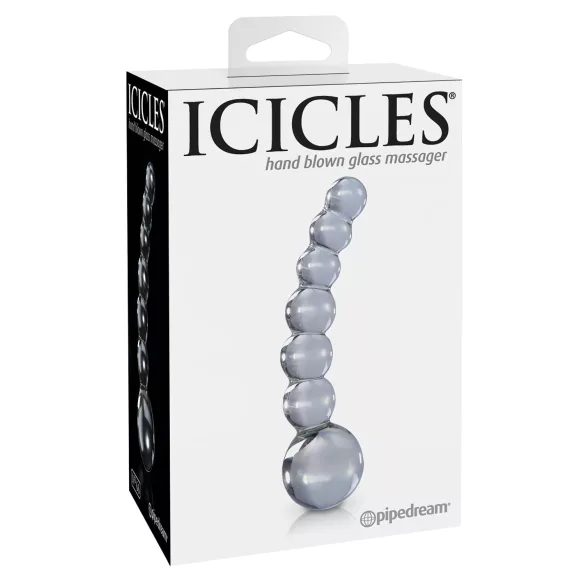 Icicles No. 66 - glazen dildo - gebogen met bolletjes - transparant